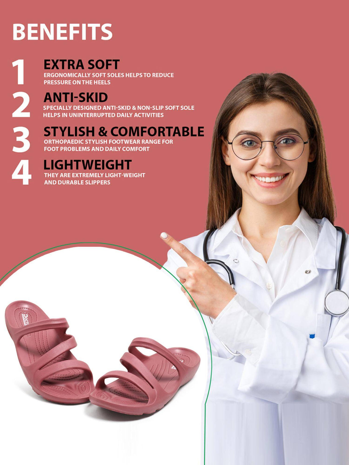 Women Pink Orthopedic Sandals | SD89 - view 5