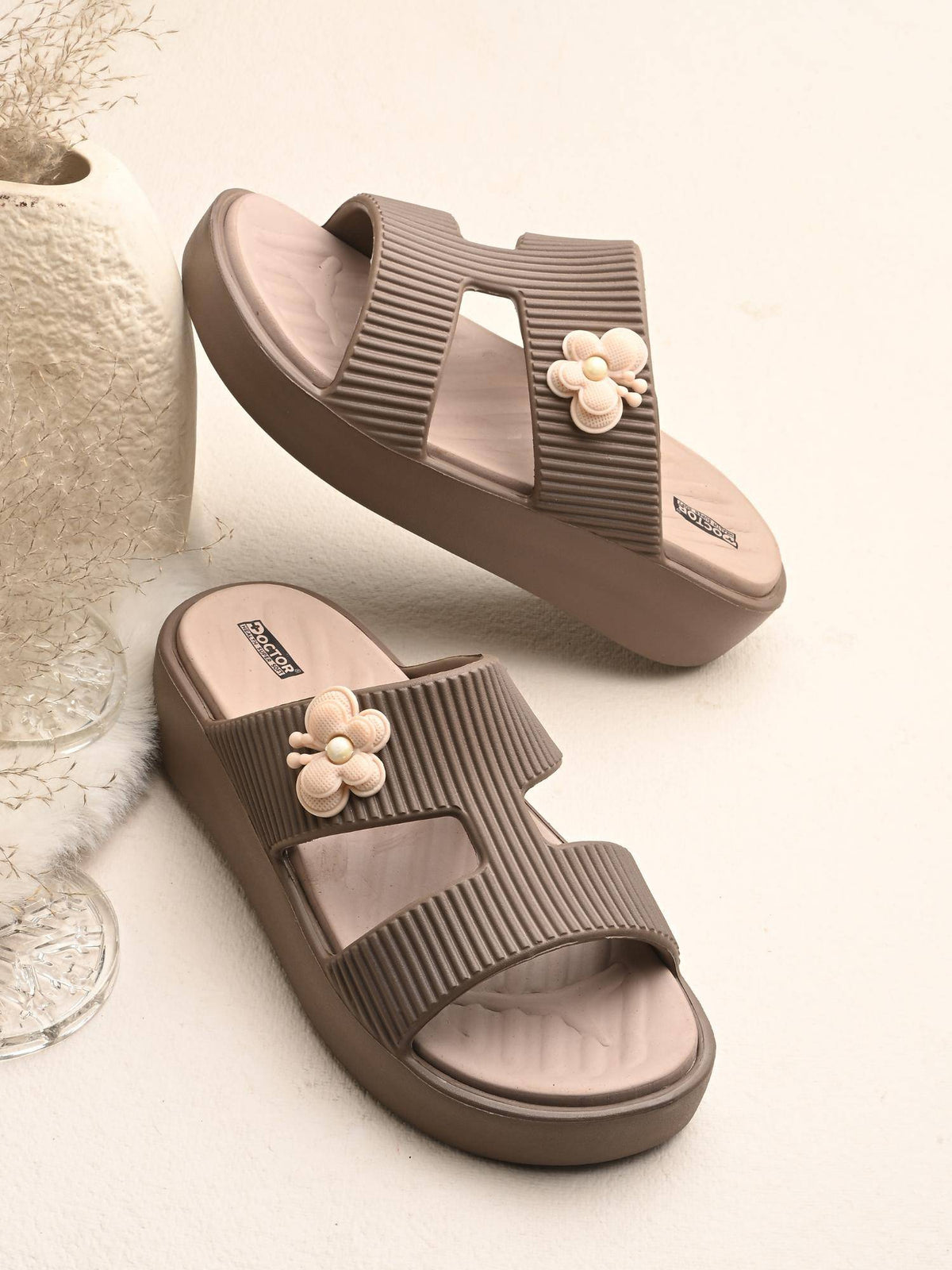 Women Beige Eva Platform Heels | H78 - view 3