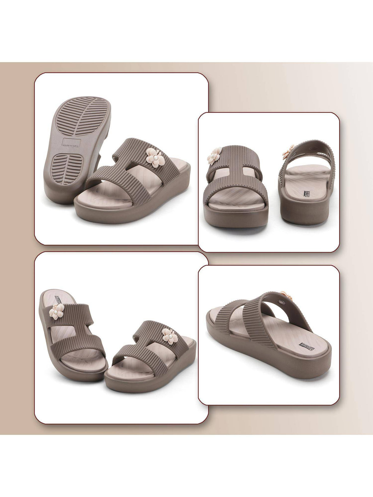 Women Beige Eva Platform Heels | H78 - view 5