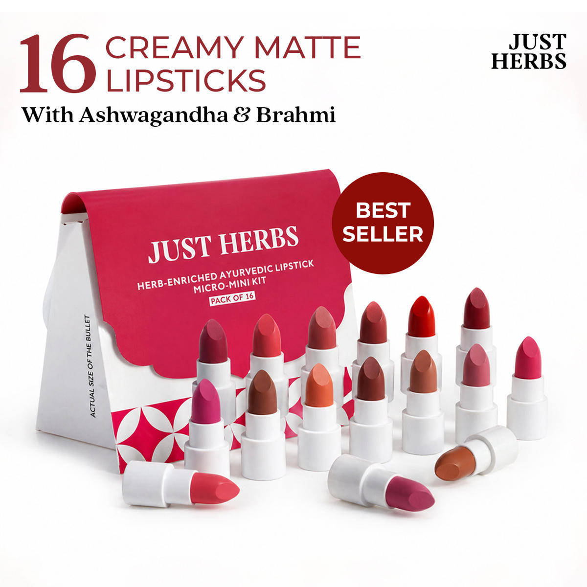 Ayurvedic Lipstick Kit, Matte Finish, Long-lasting & Weightless - Pack of 16 | L12 - view 1