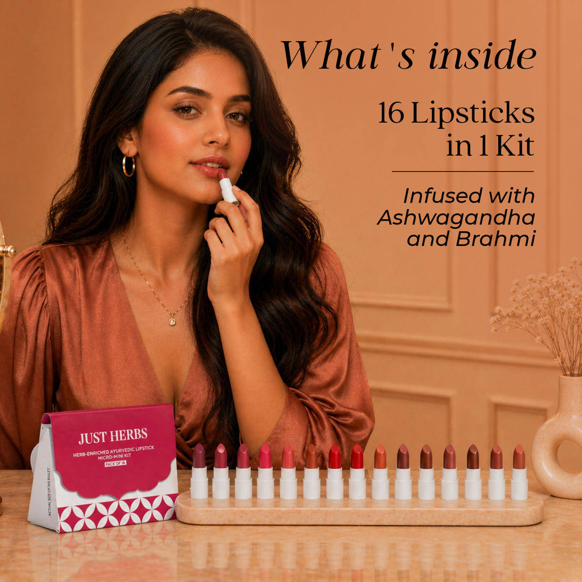 Ayurvedic Lipstick Kit, Matte Finish, Long-lasting & Weightless - Pack of 16 | L12 - view 2