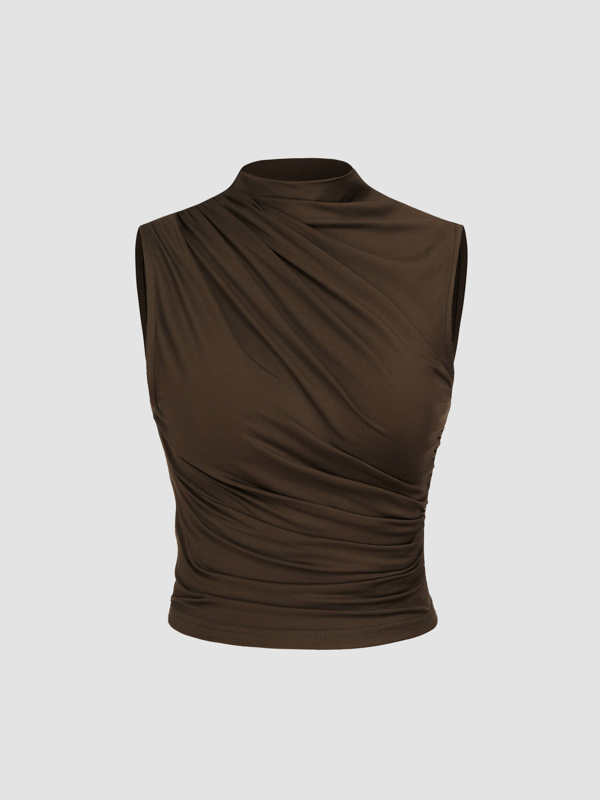 Asymmetrical High Neck Ruched Crop Top | TT98 - view 18