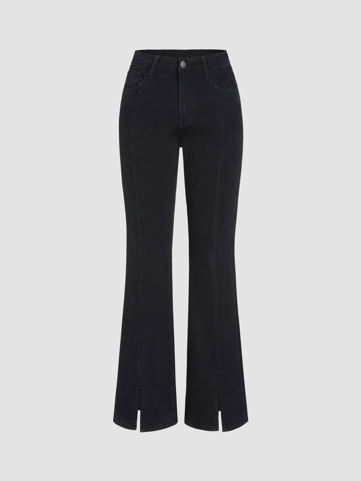 High Stretch Denim High Waist Solid Flared Jeans | BT10 - view 4