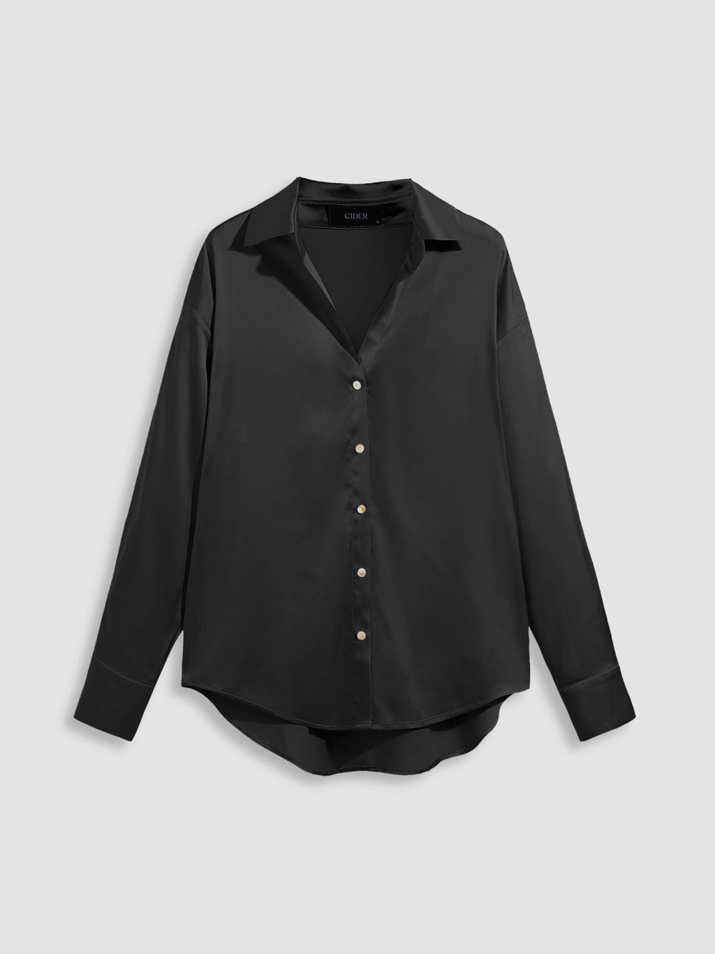 Satin Collar Solid Button Long Sleeve Blouse Top | S67 - view 19