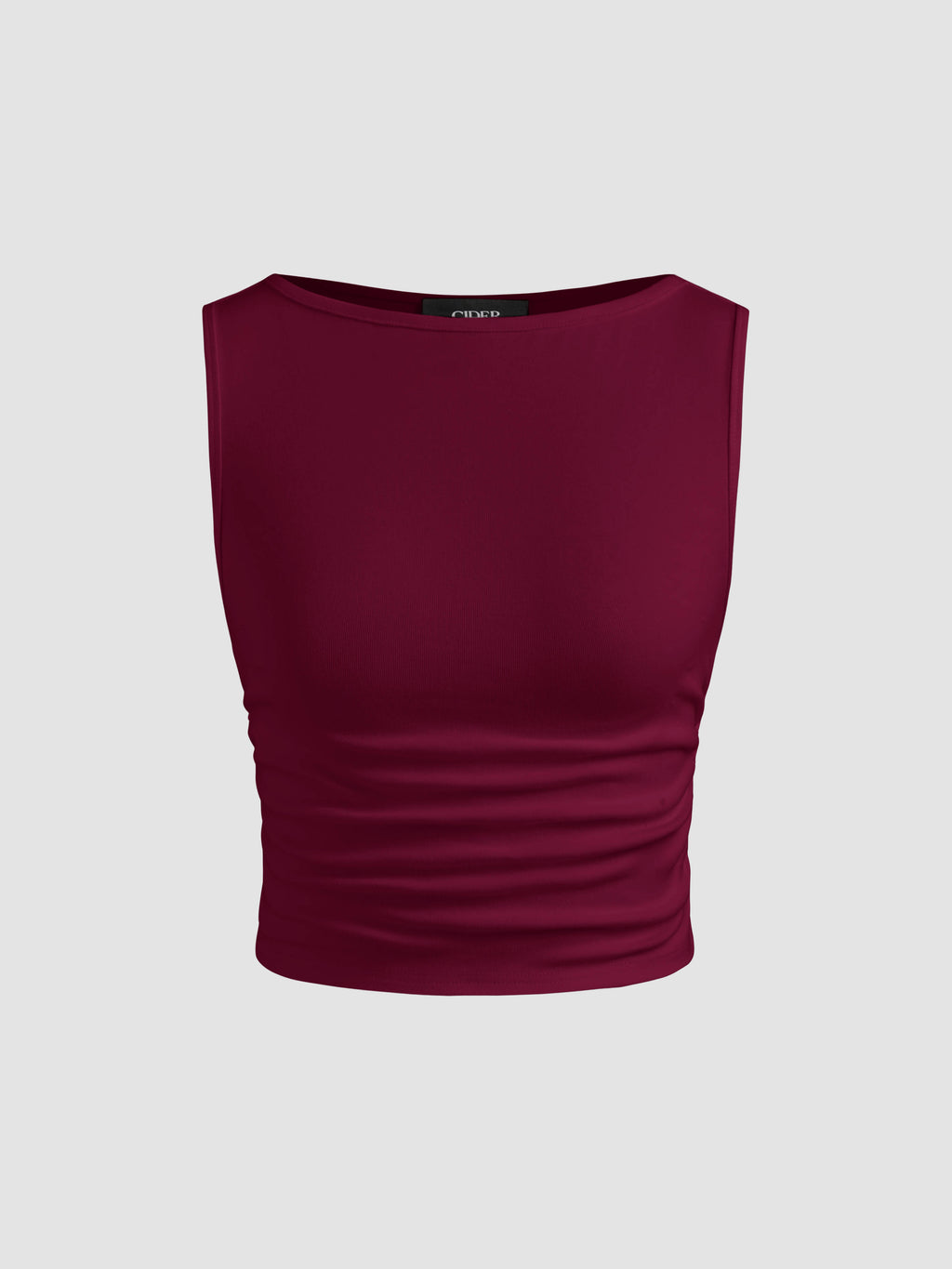 Boat Neck Ruched Solid Crop Tank Top | TT98 - view 8