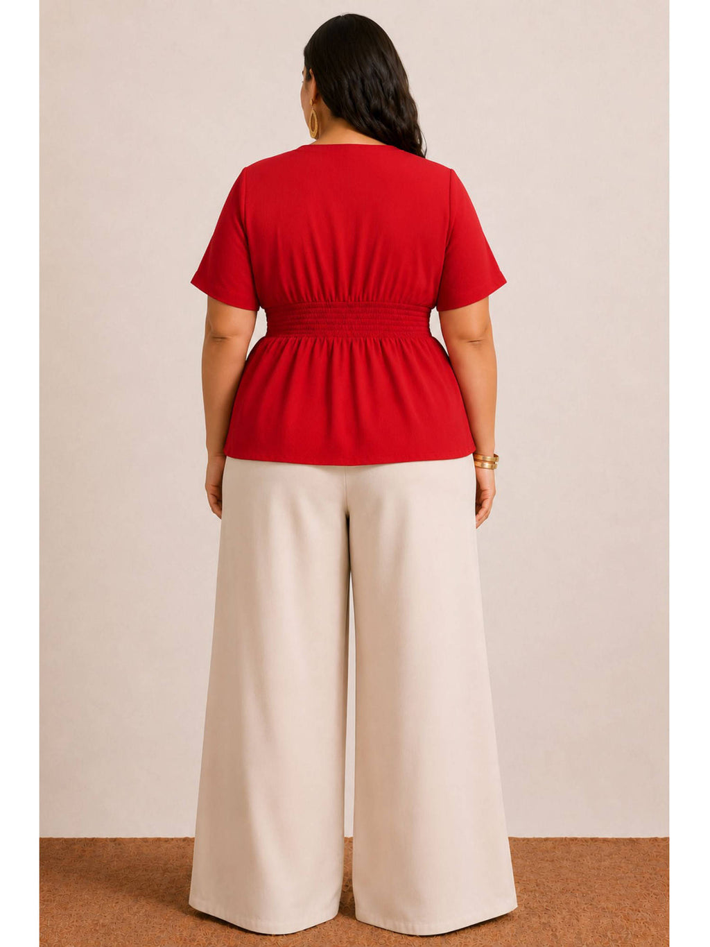 Womens Solid Viscose Peplum Plus Size Top | pt51 - view 4