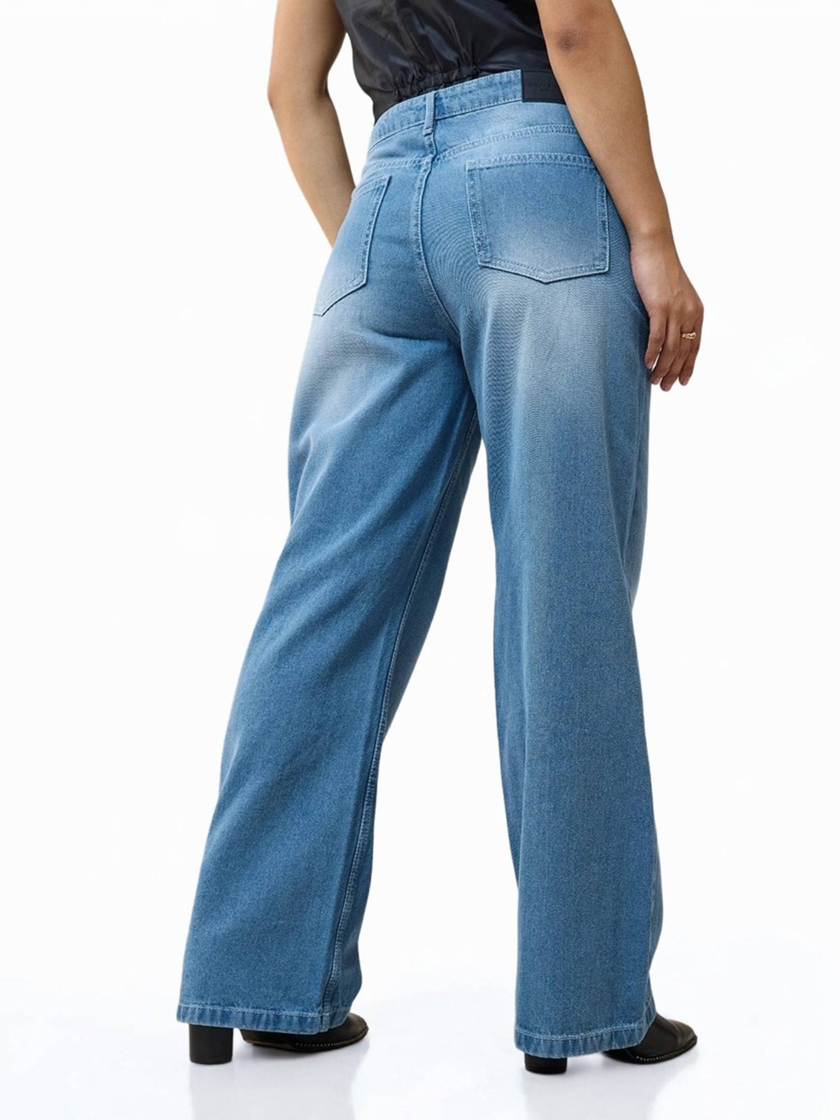 Womens Blue Baggy Wide Leg Jeans | WL90 - view 3