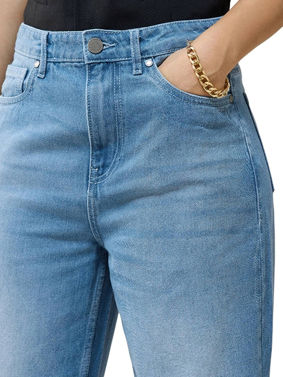 Womens Blue Baggy Wide Leg Jeans | WL90 - view 5