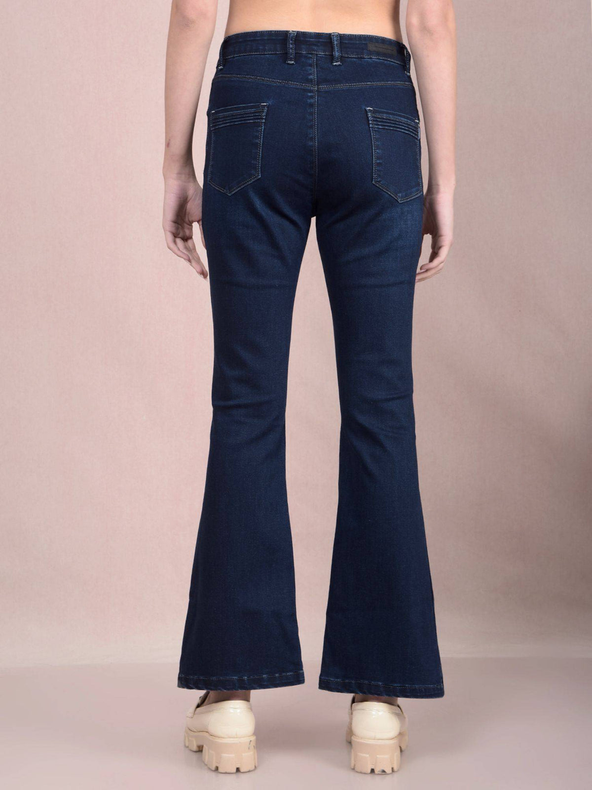 Women Navy Blue Solid Bootcut Fit Women's Jeans | BT10 - view 3