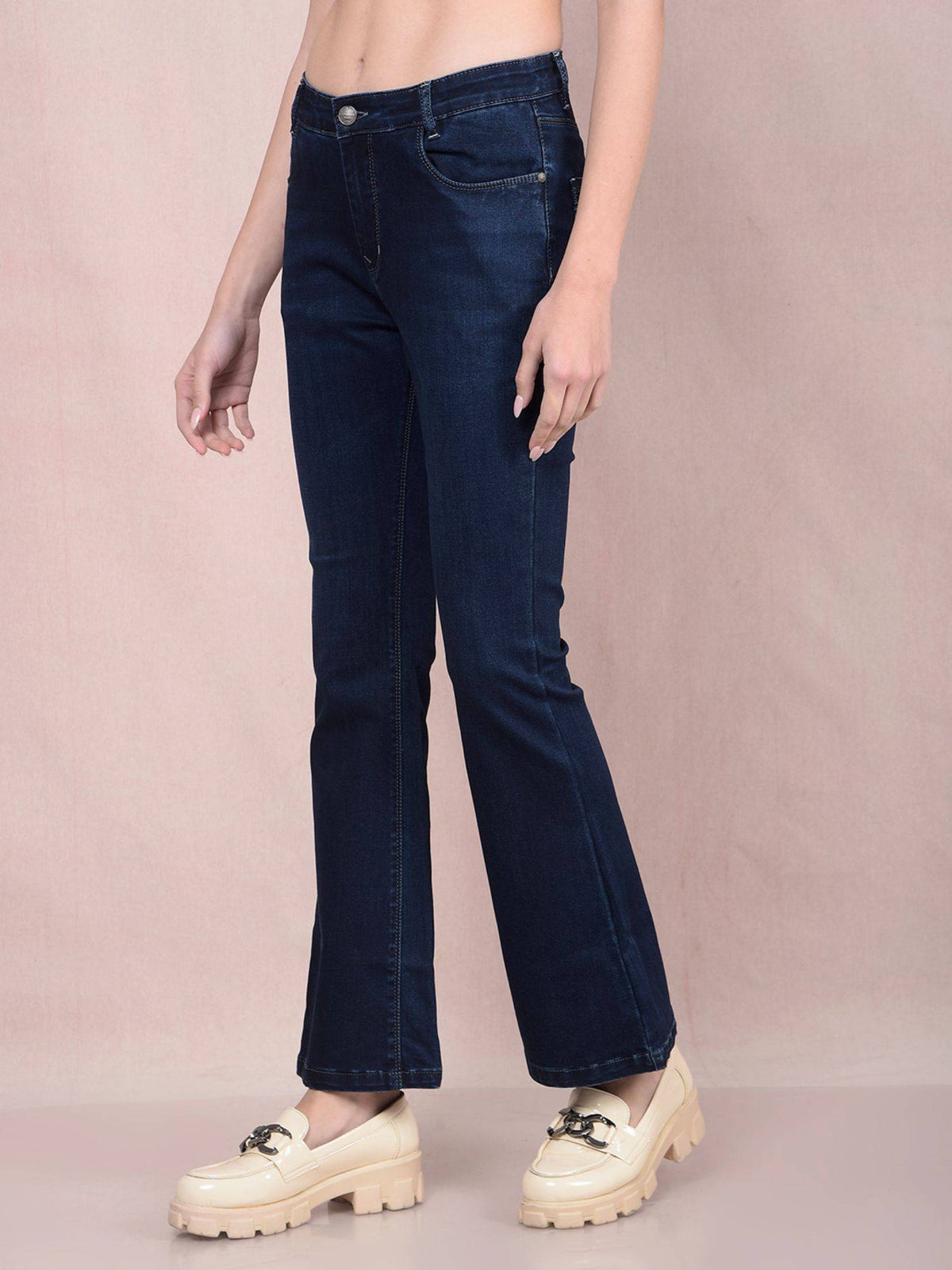 Women Navy Blue Solid Bootcut Fit Women's Jeans | BT10 - view 5