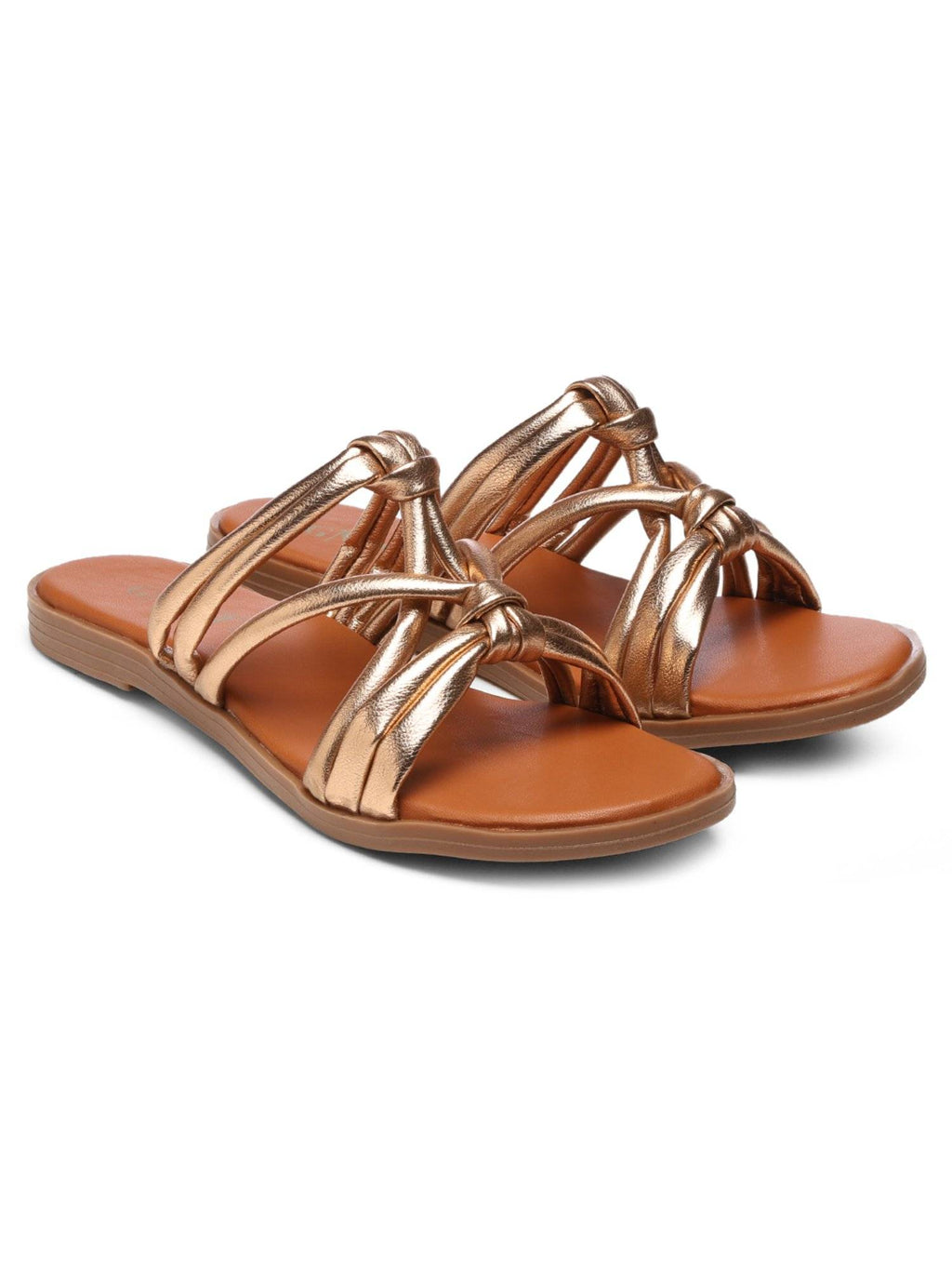 Strappy Slip On Copper Flats | F61 - view 2