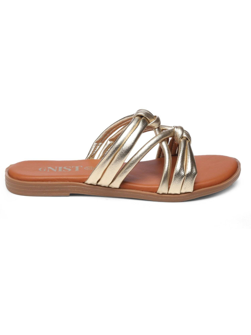 Strappy Slip On Gold Flats | F61 - view 5