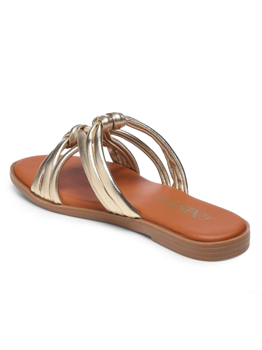 Strappy Slip On Gold Flats | F61 - view 6