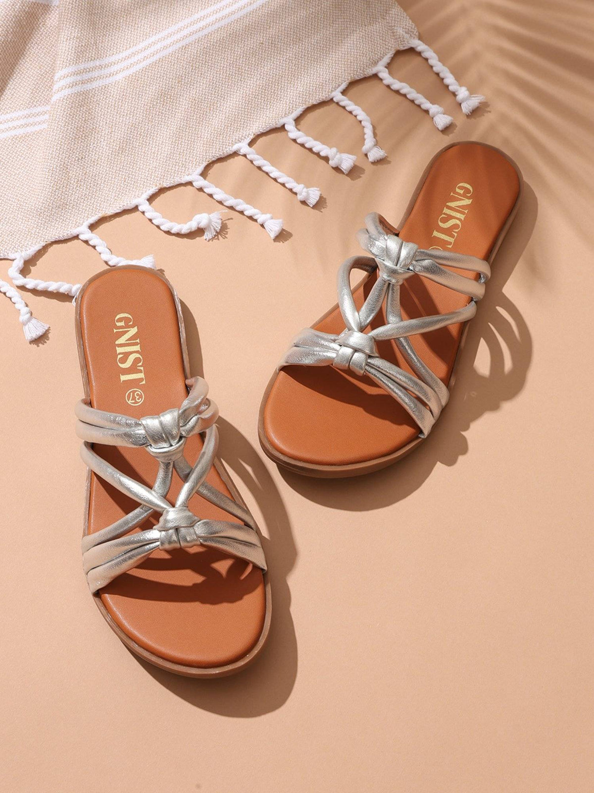 Strappy Slip On Tan Flats | F61 - view 22