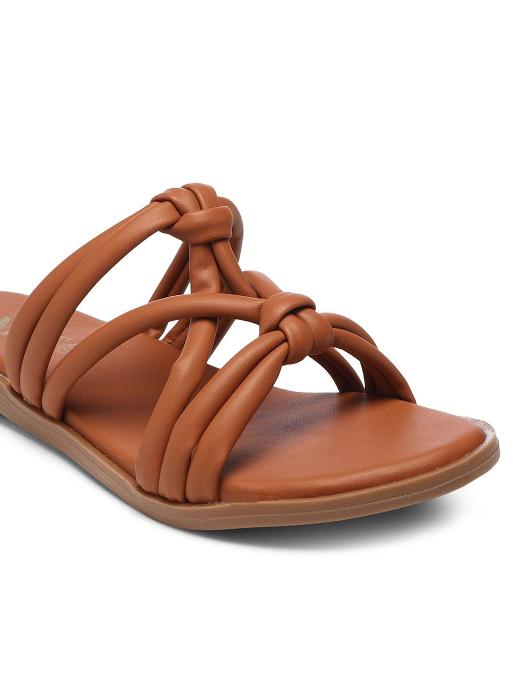 Strappy Slip On Tan Flats | F61 - view 4