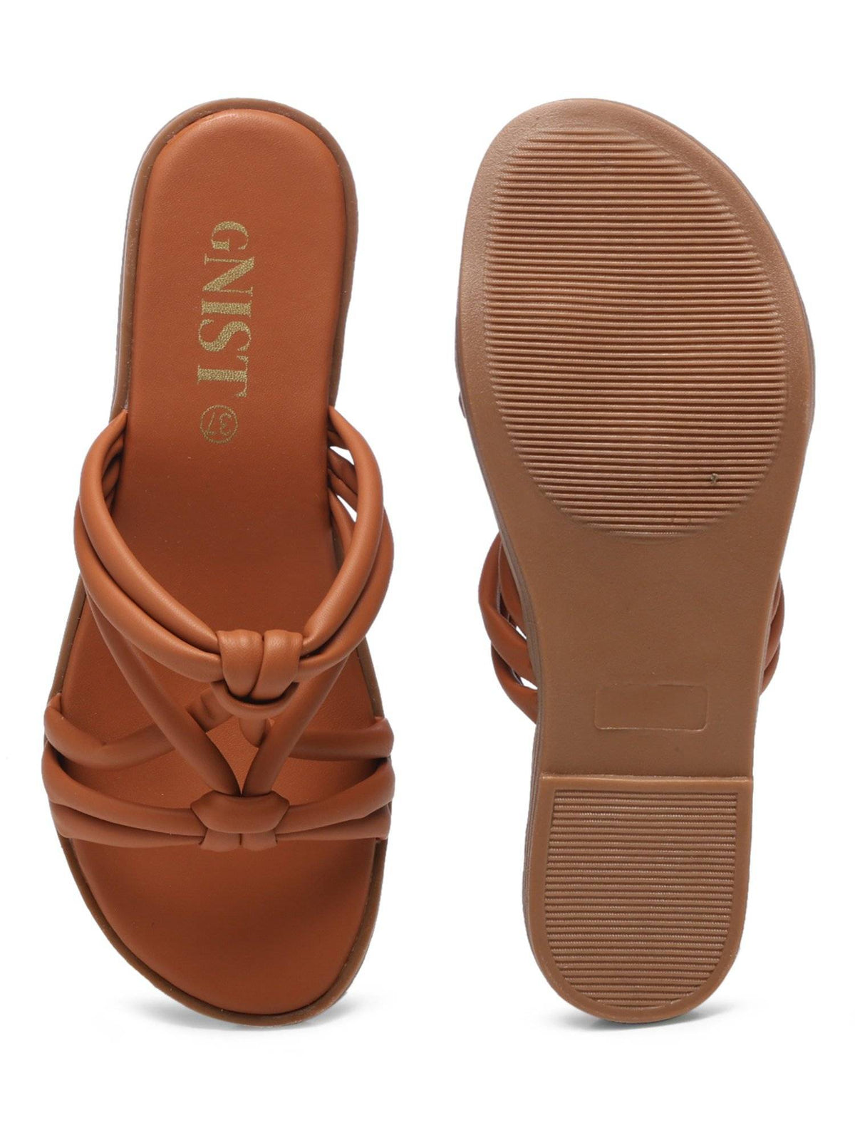 Strappy Slip On Tan Flats | F61 - view 7