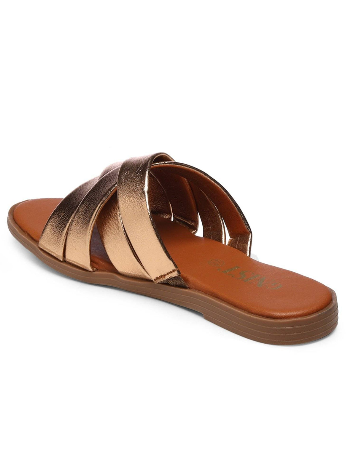 Strappy Slip On Rose Gold Flats | F61 - view 6