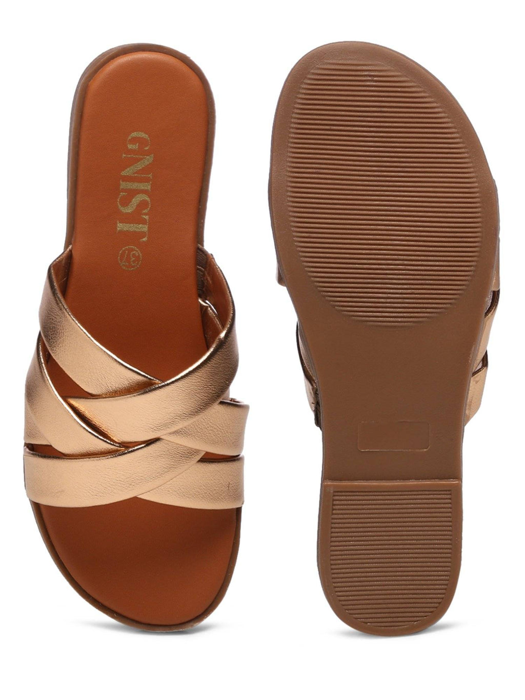 Strappy Slip On Rose Gold Flats | F61 - view 7