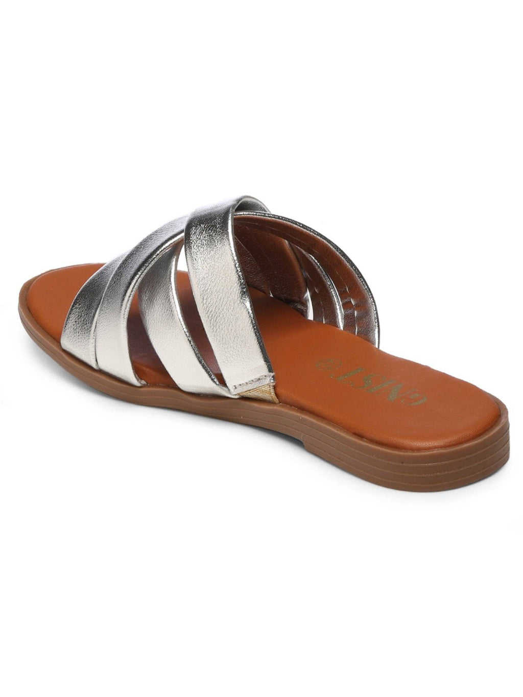 Strappy Slip On Silver Flats | F61 - view 6