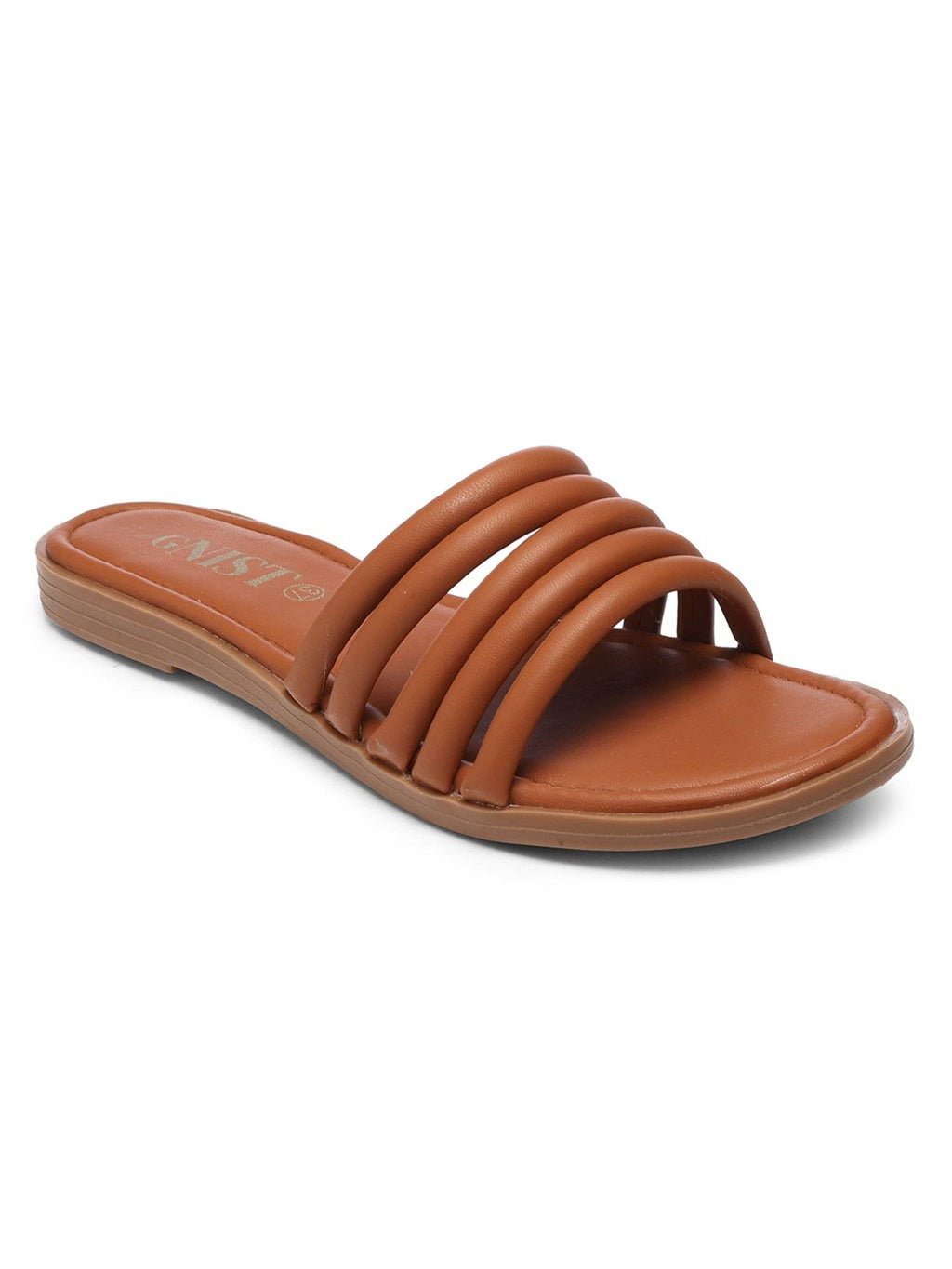 Strappy Slip On Tan Flats | F61 - view 3