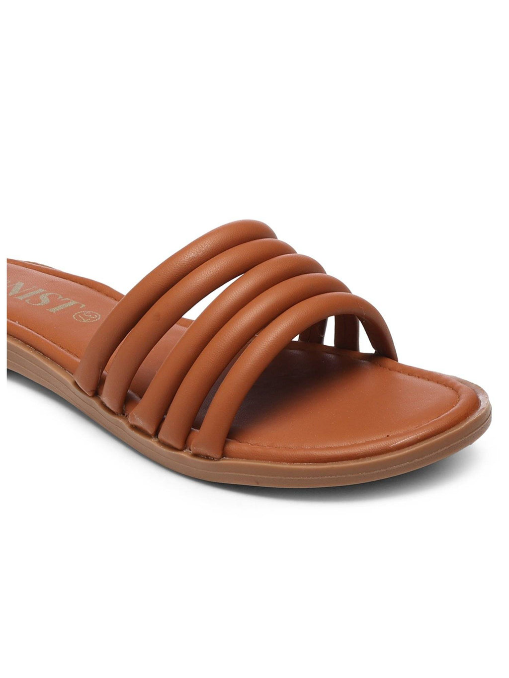 Strappy Slip On Tan Flats | F61 - view 4