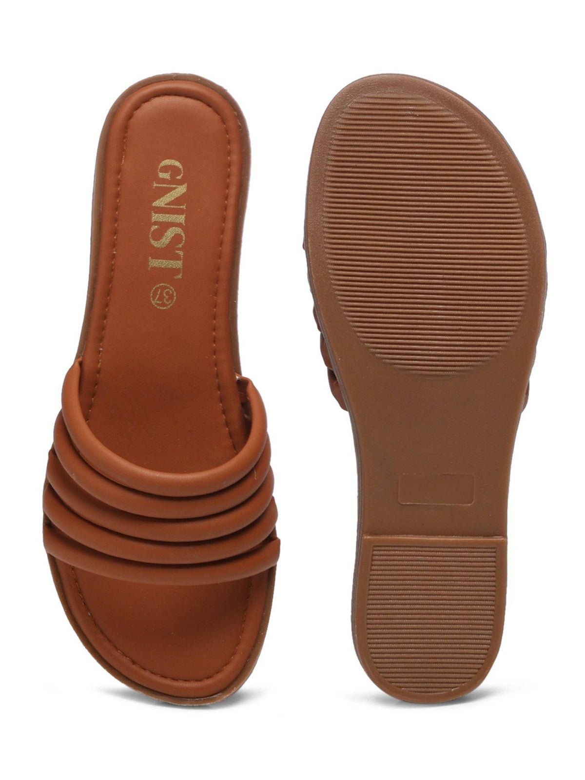 Strappy Slip On Tan Flats | F61 - view 7