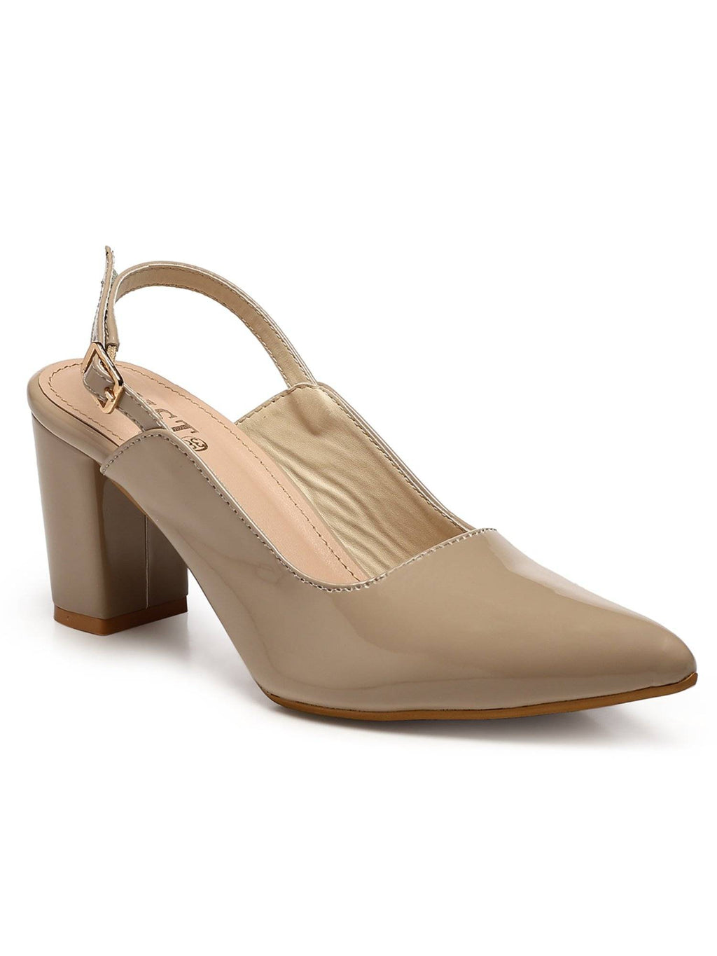 Classic Nude Block Pump Heels | H78 - view 3