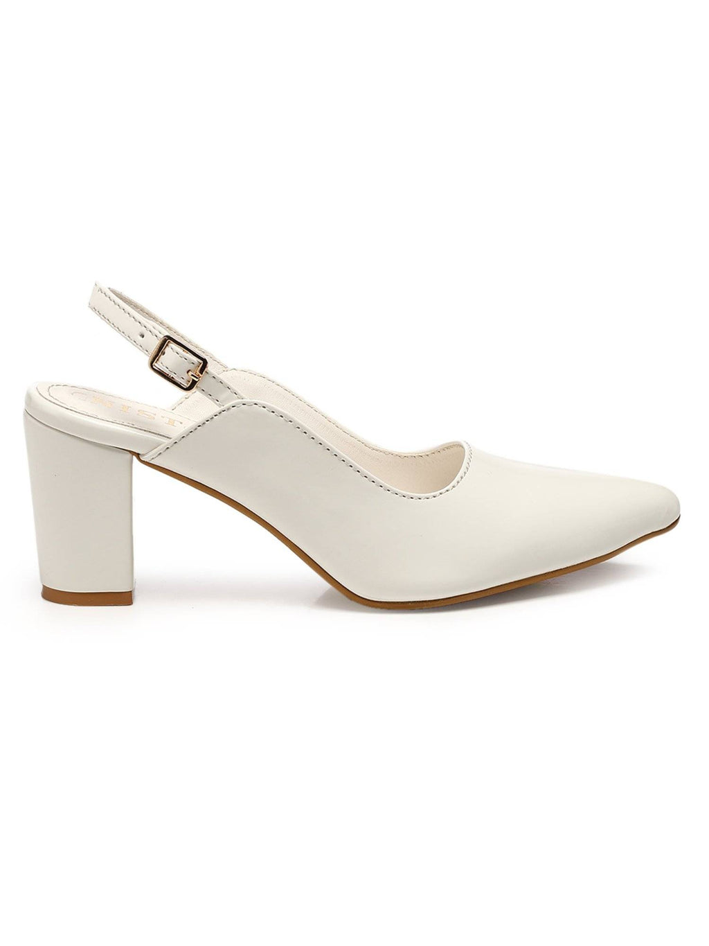 Classic White Block Pump Heels | H78 - view 5