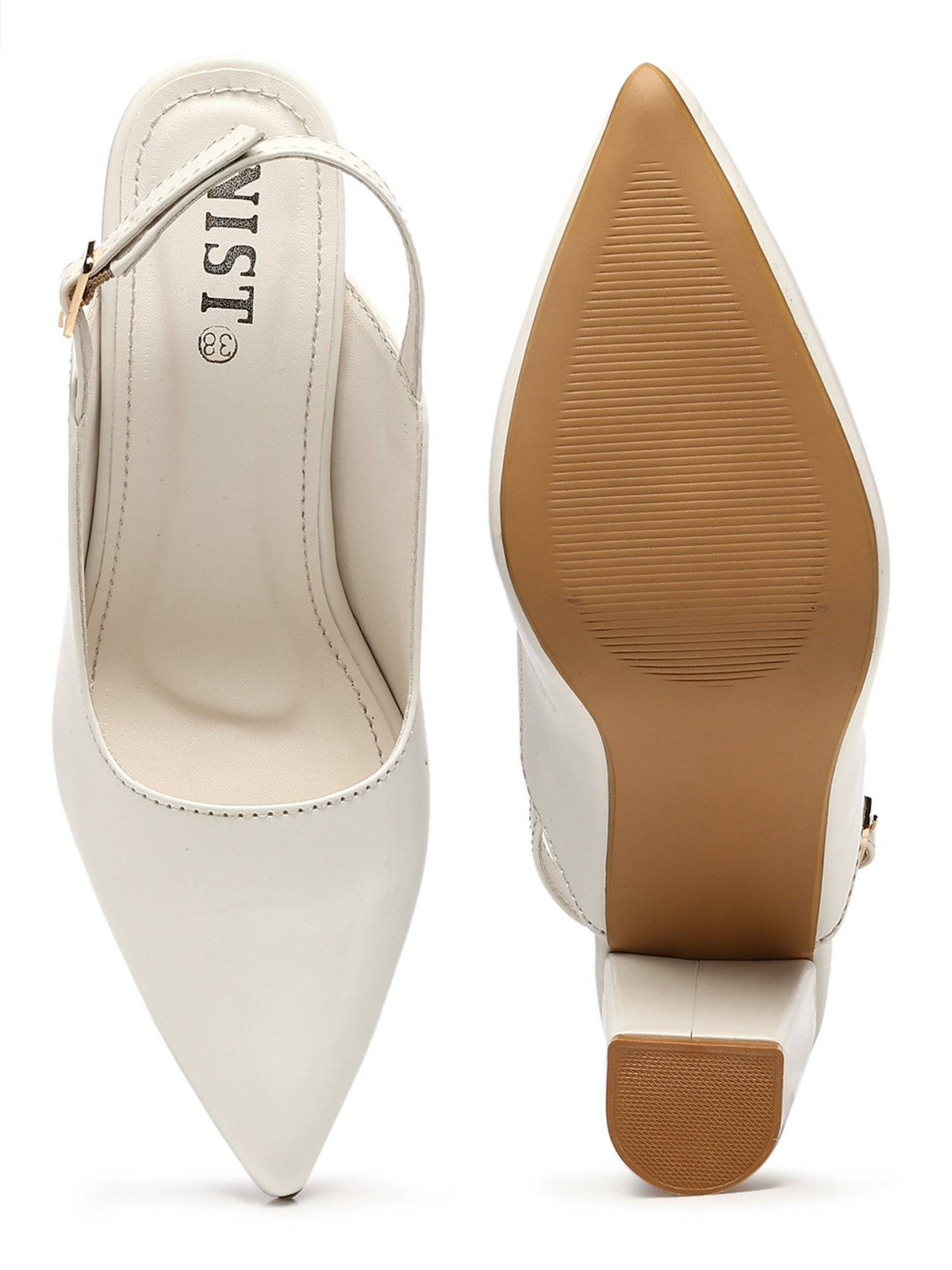 Classic White Block Pump Heels | H78 - view 7