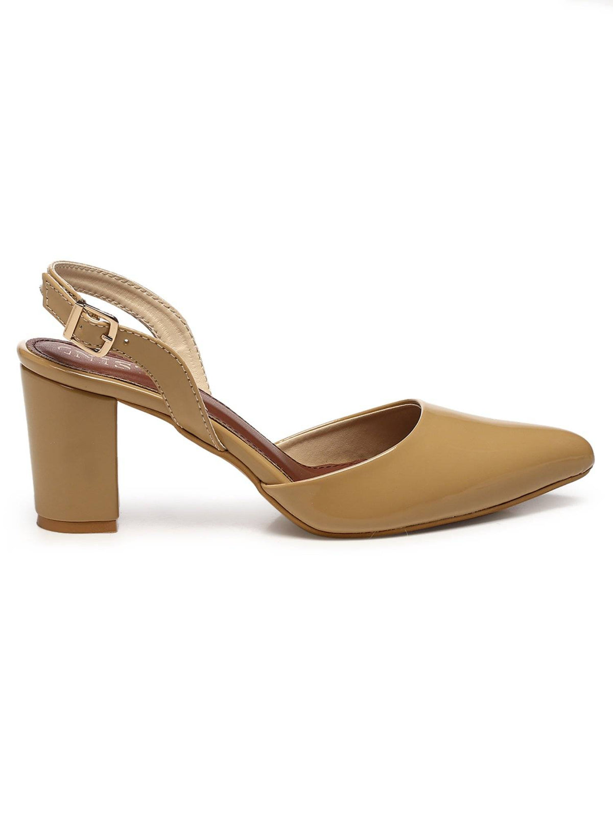 Classic Beige Block Pump Heels | H78 - view 5
