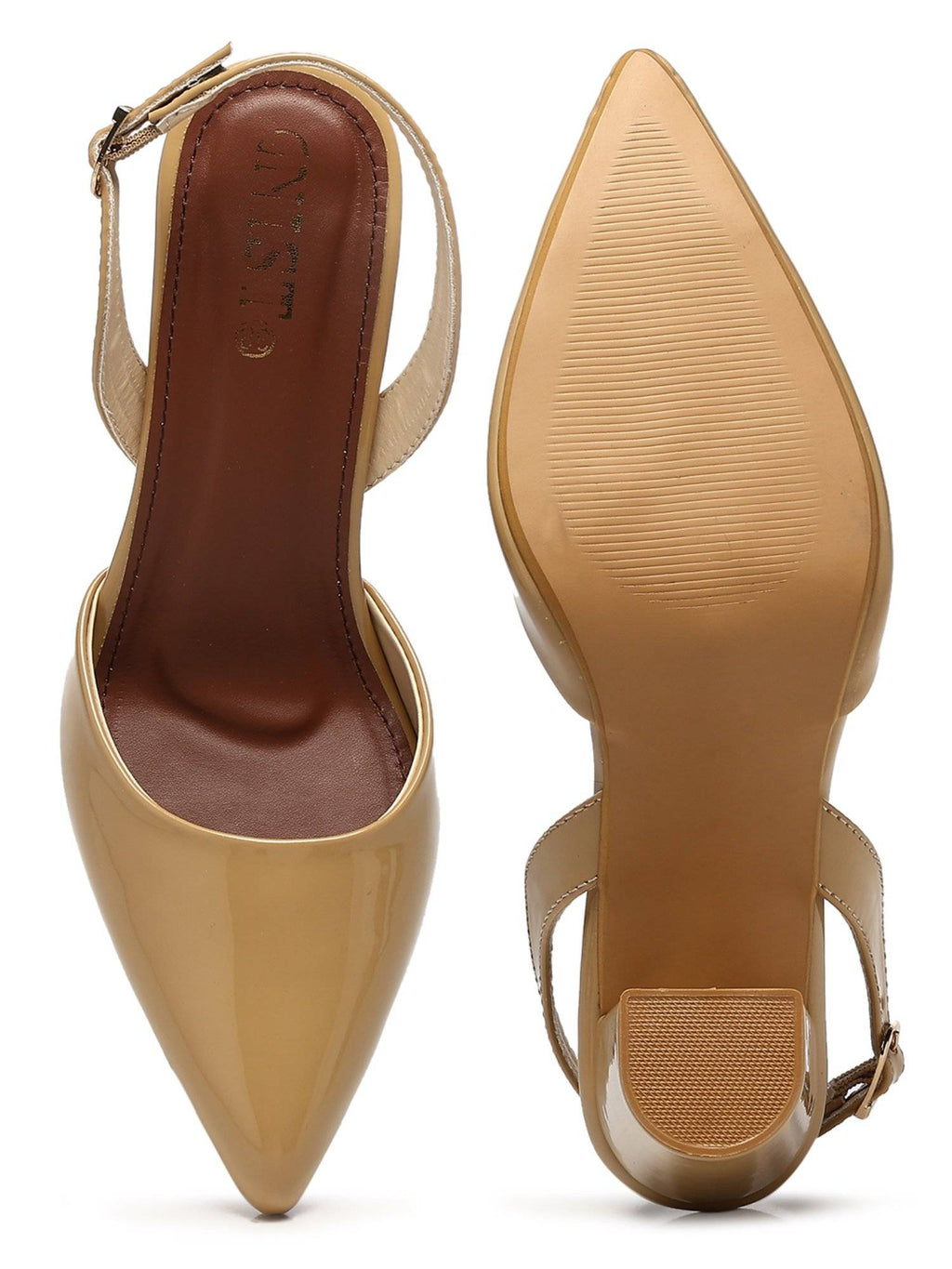 Classic Beige Block Pump Heels | H78 - view 7