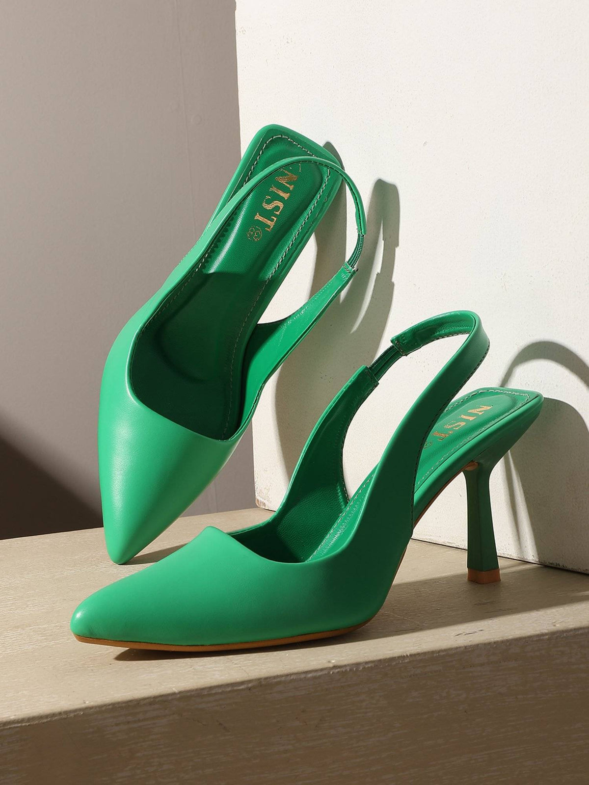 Pointed Green Stiletto Pump Heels | H78 - view 1