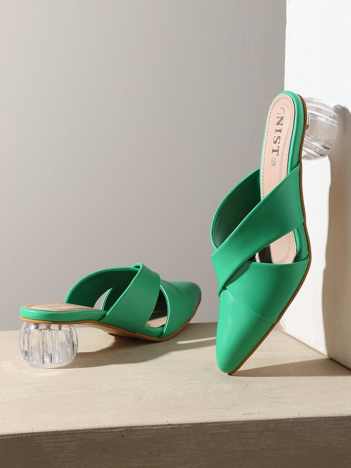 Comfort Green Pointed Toe Mule Heels | H78 - view 1