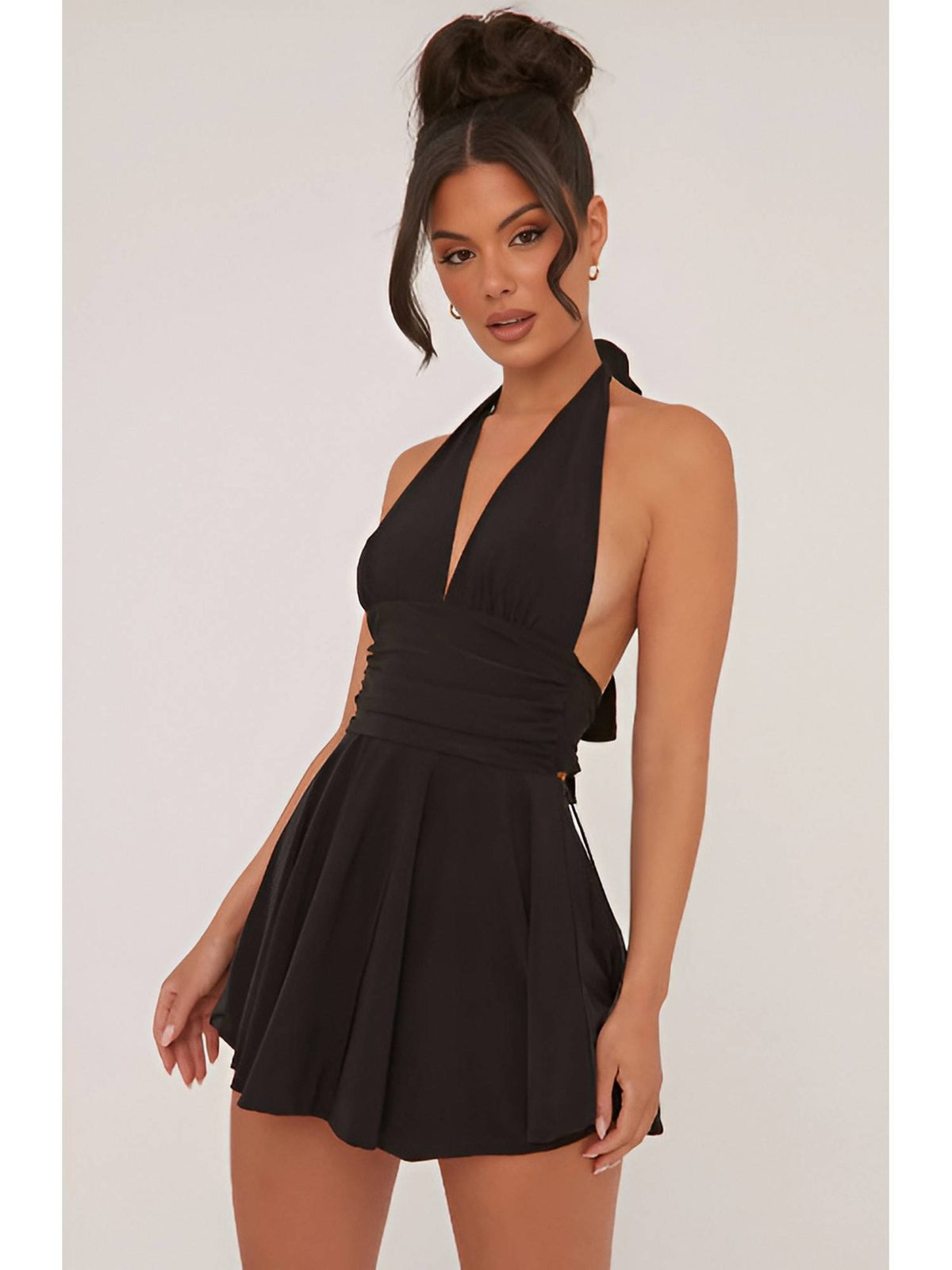 Maroon Halter Neck Short Dress | D56 - view 6