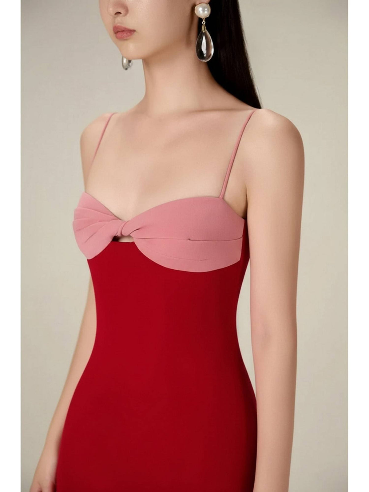 Red And Pink Bodycon Dress | D56 - view 4