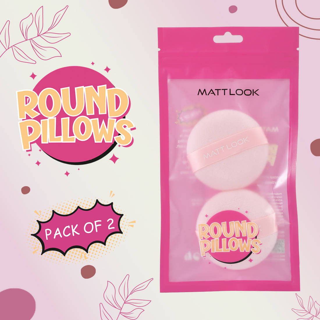 Round Pillows Powder Pink Puff - Pack Of 2 | C83 - view 2