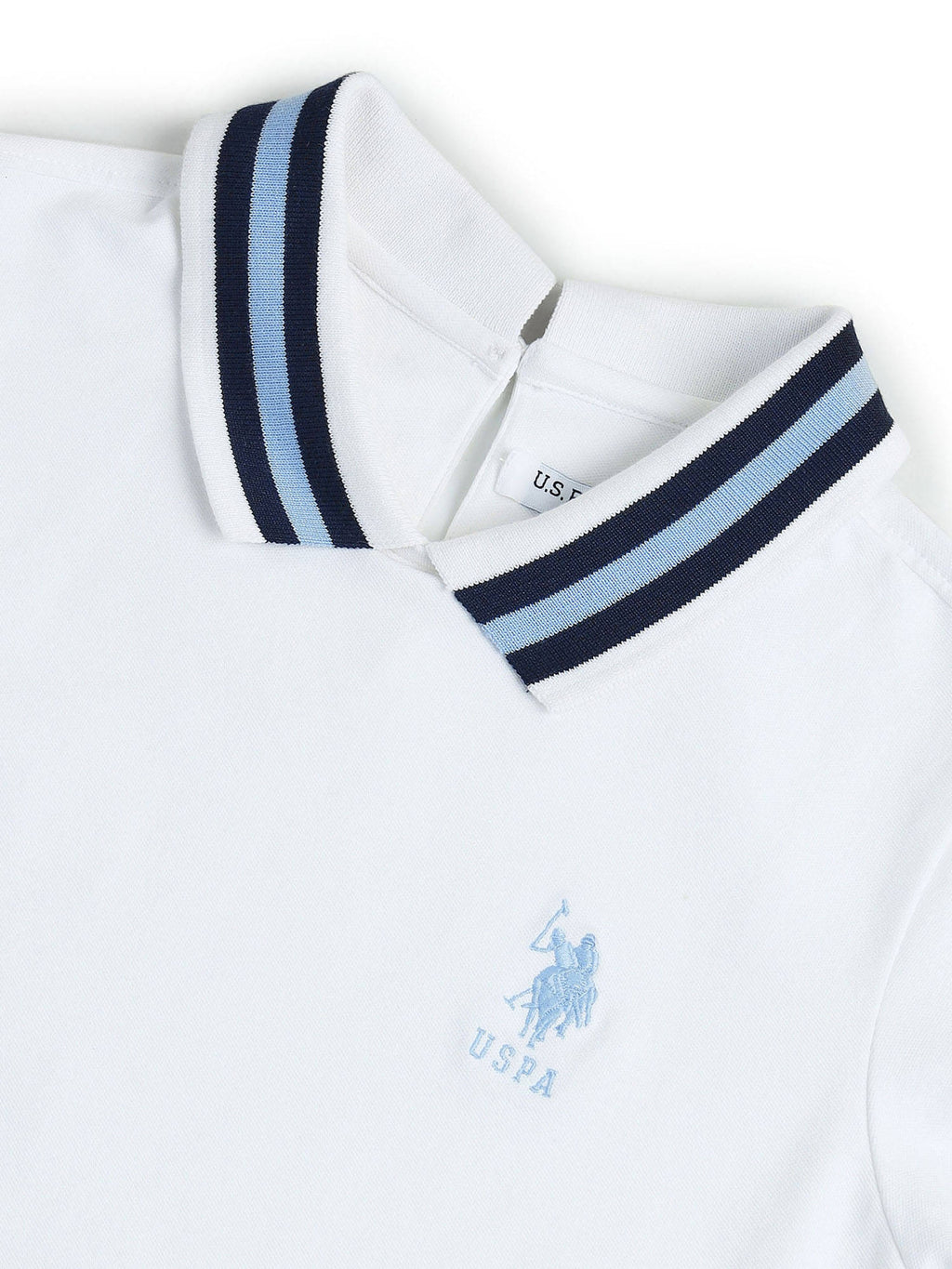 White Striped Collar Pique Polo T-Shirt | PW43 - view 2