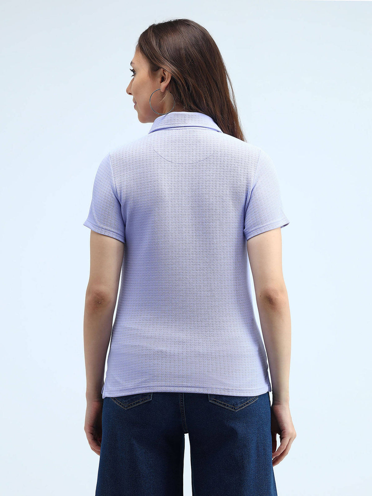 Lavender Contrast Logo Textured Polo Shirt | PW43 - view 4