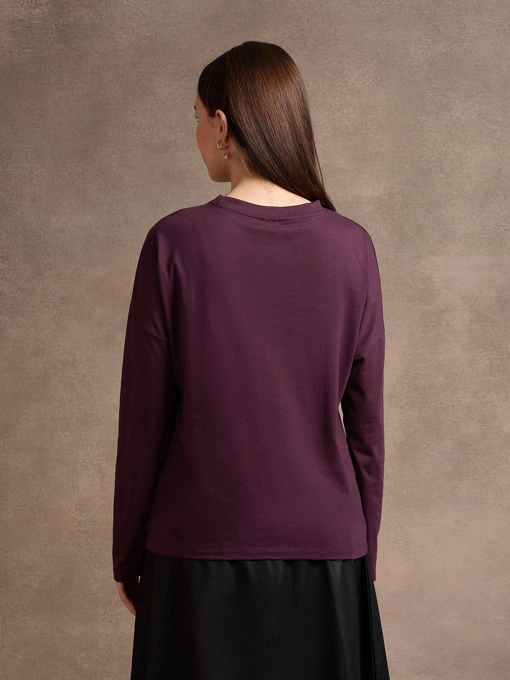 Purple Drop Shoulder Graphic Print T-Shirt | PW43 - view 4