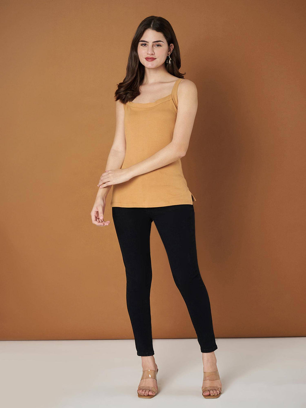 Womens Navy Blue Regular Strap Cotton Camisole Top | TT98 - view 43