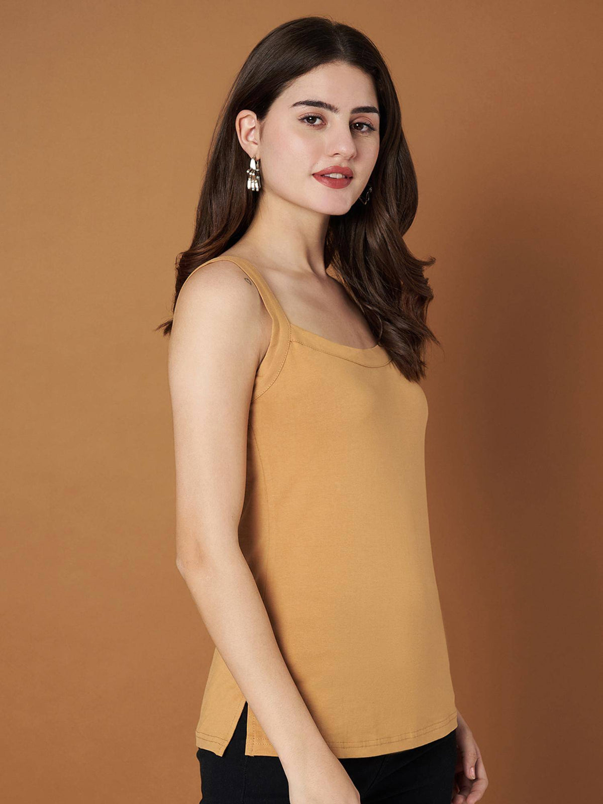 Womens Navy Blue Regular Strap Cotton Camisole Top | TT98 - view 46