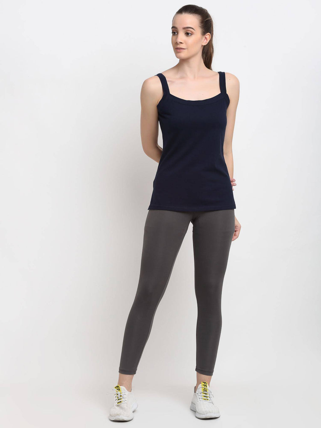 Womens Navy Blue Regular Strap Cotton Camisole Top | TT98 - view 2