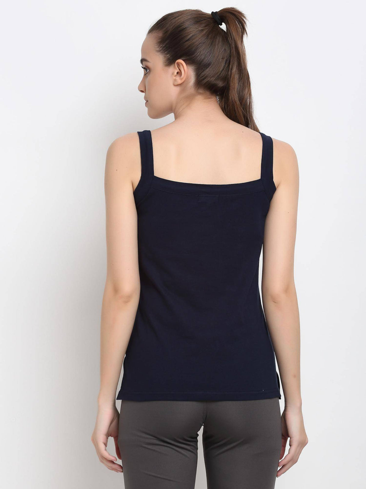 Womens Navy Blue Regular Strap Cotton Camisole Top | TT98 - view 3