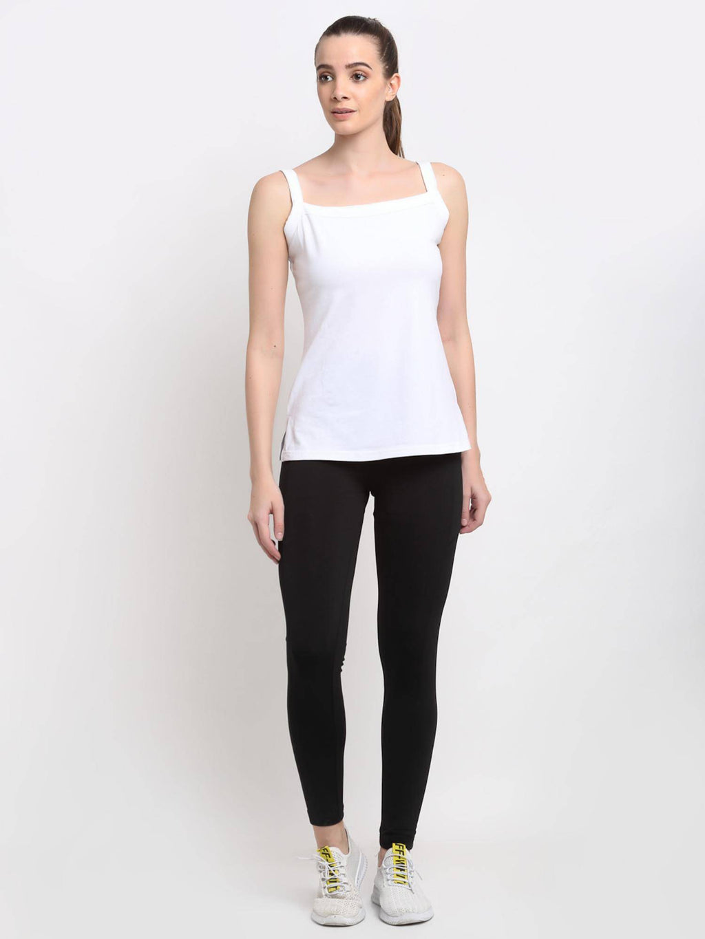 Womens White Regular Strap Cotton Camisole Top | TT98 - view 2