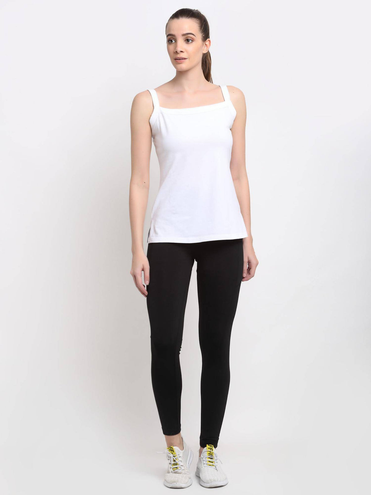 Womens White Regular Strap Cotton Camisole Top | TT98 - view 2