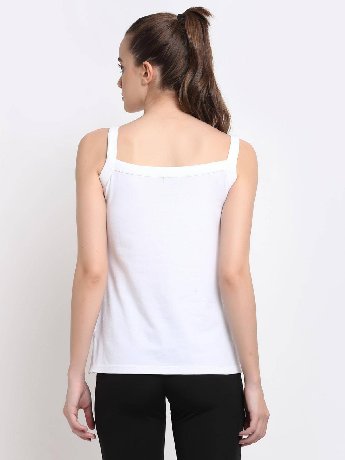Womens White Regular Strap Cotton Camisole Top | TT98 - view 3