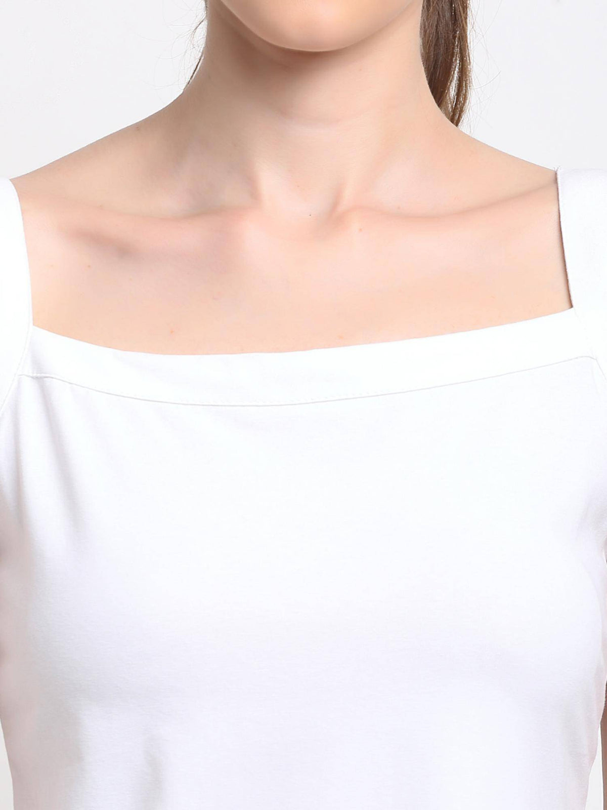 Womens White Regular Strap Cotton Camisole Top | TT98 - view 5