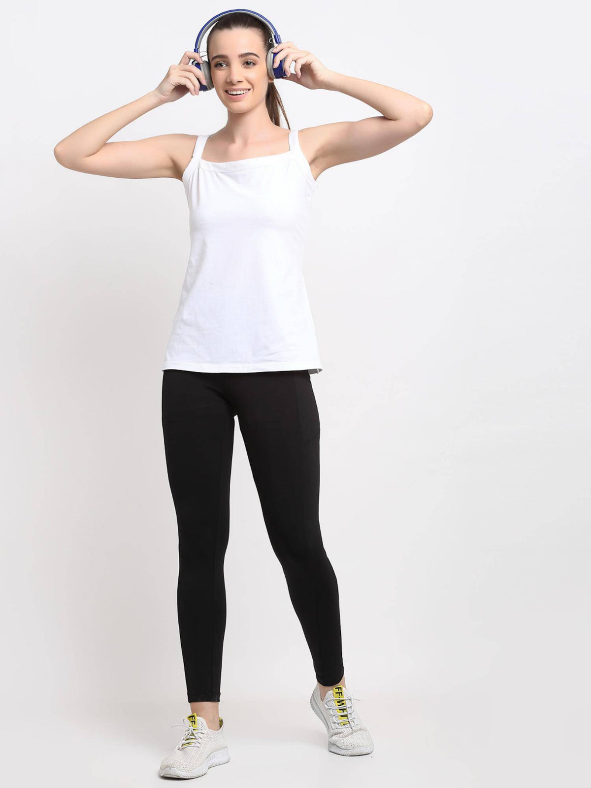 Womens White Regular Strap Cotton Camisole Top | TT98 - view 6