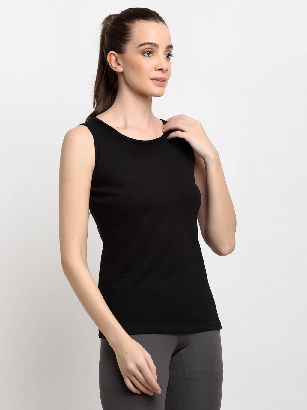 Maroon Round Neck Cotton Non Padded Camisole Top | TT98 - view 33