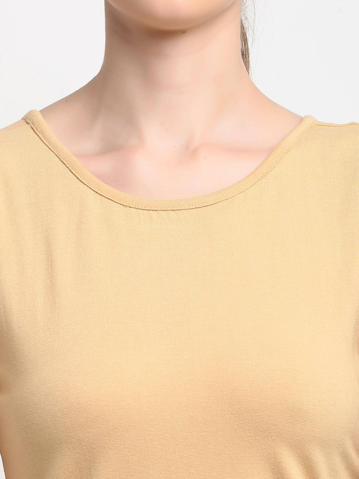 Beige Round Neck Cotton Non Padded Camisole Top | TT98 - view 6